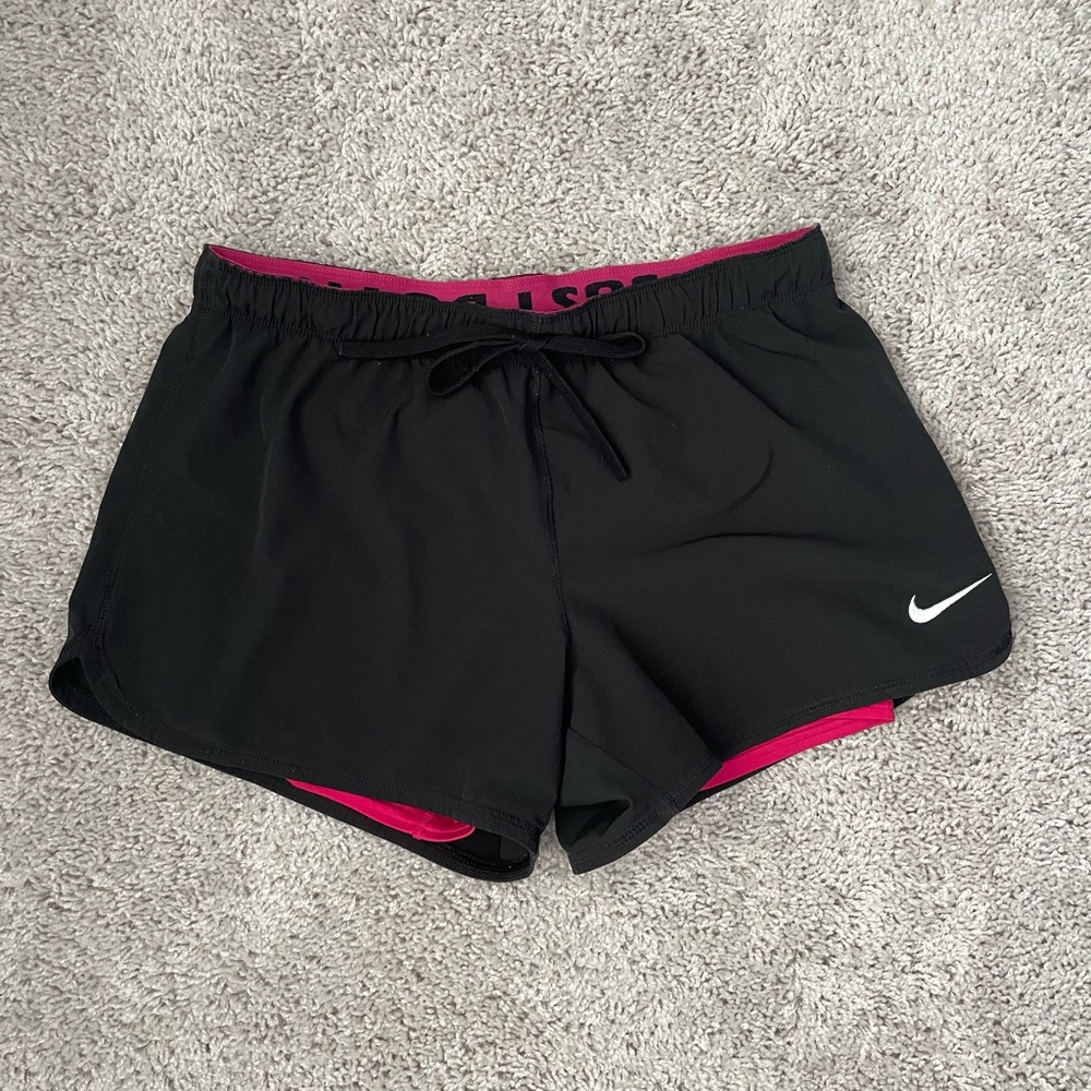 Nike Women's Black and Pink Athletic Shorts